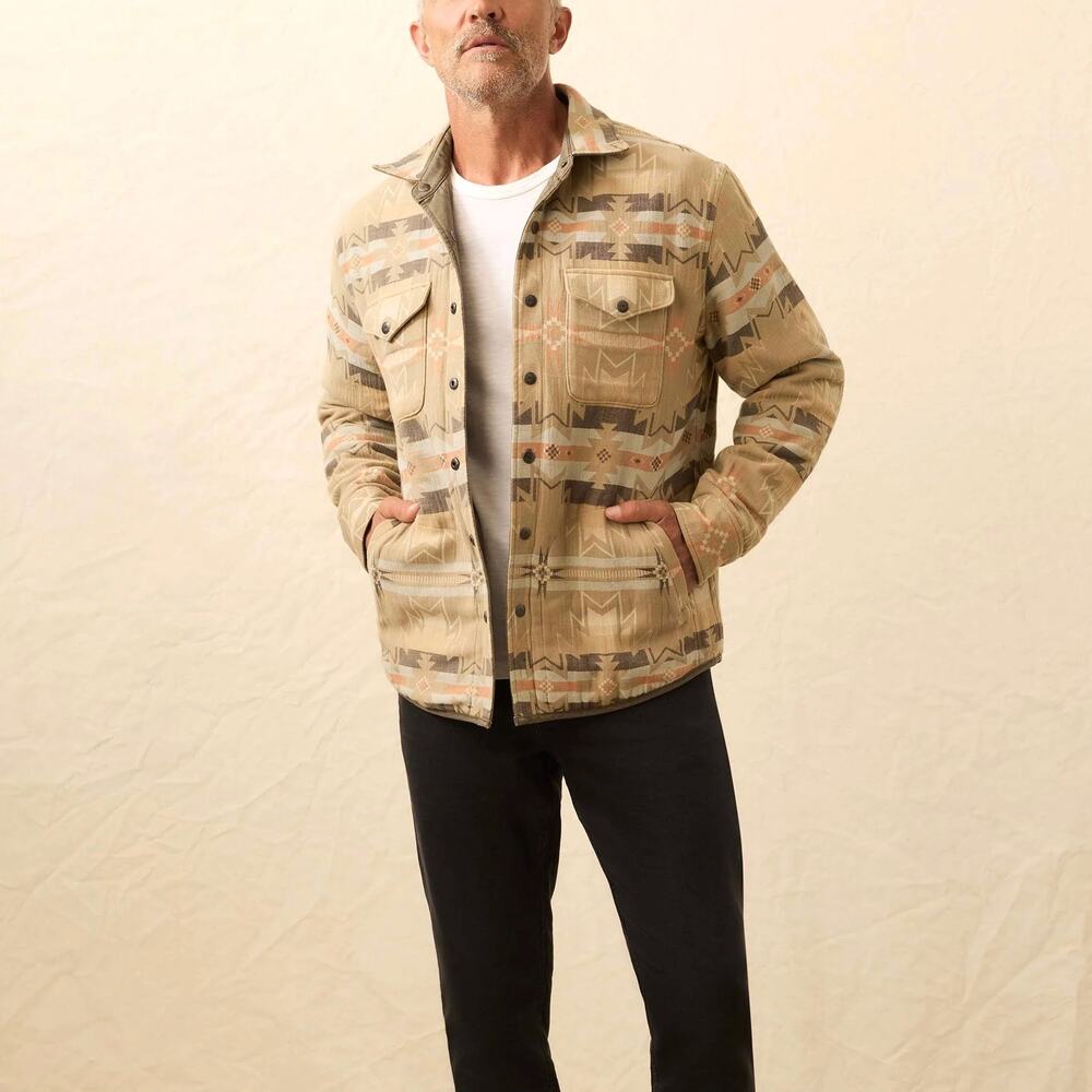 Faherty Tan Patterned Military Field Jacket